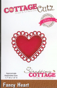 Billede: skæreskabelon fancy heart, Dies CottageCutz CCE-467, førpris kr. 56,- nupris
